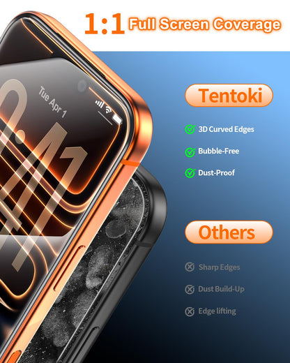 Tentoki Flash Fit Pro Premium HD Clear Glass for iPhone 17 Pro - 2 Pack