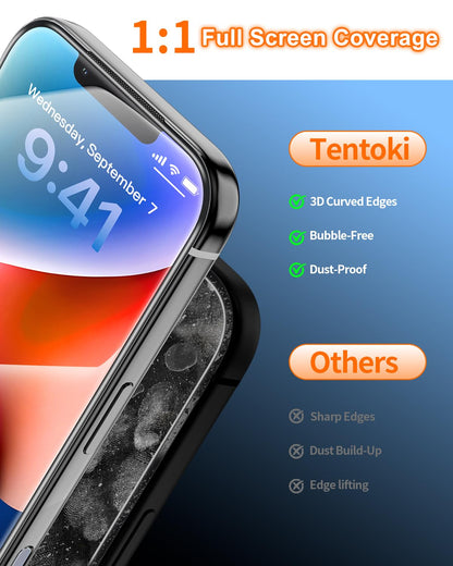 Tentoki Flash Fit Pro Premium HD Clear Glass for iPhone 13 Pro Max / iPhone 14 Plus - 2 Pack