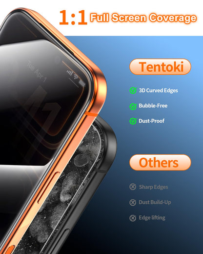 Tentoki Flash Fit Pro Premium Privacy Glass for iPhone 17 Pro - 2 Pack