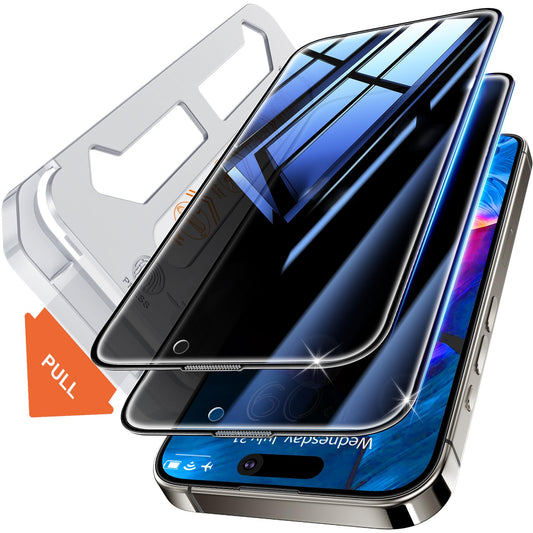 Tentoki Flash Fit Classic Privacy Glass for iPhone 15 / iPhone 16 - 2 Pack