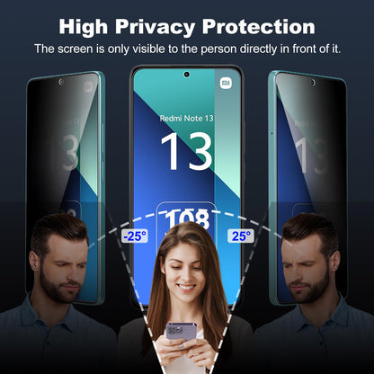 Tentoki Privacy Glass Screen Protector for Xiaomi Redmi Note 13 / 13 Pro 5G / 4G - 2 Pack