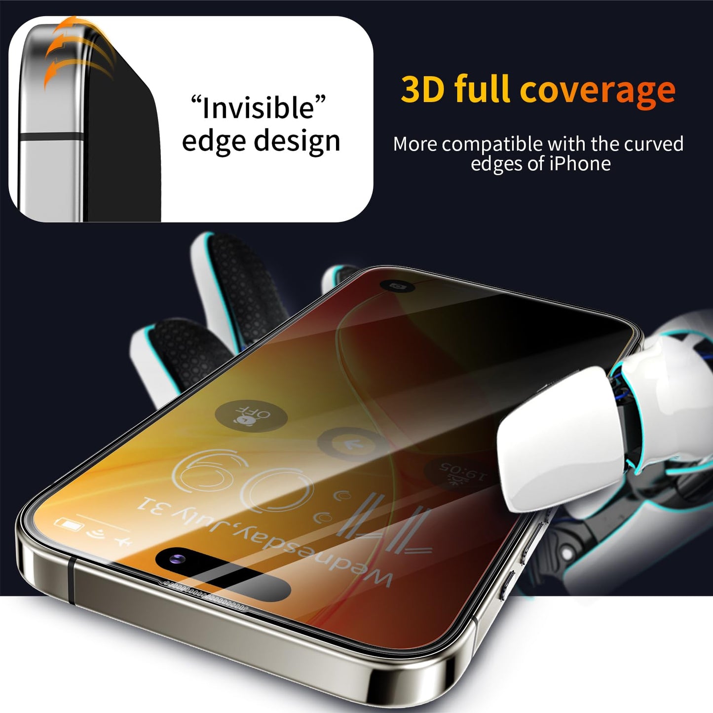 Tentoki Flash Fit Classic Privacy Glass for iPhone 15 Pro - 2 Pack
