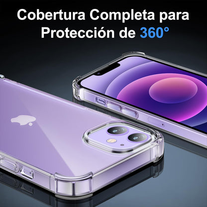 Tentoki Crystal Clear Protection Kit for iPhone 12 Mini - Case + 2 HD Glass