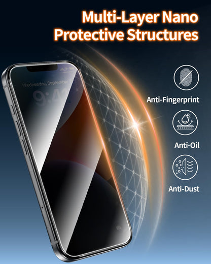 Tentoki Flash Fit Pro Premium Privacy Glass for iPhone 13 Pro Max / iPhone 14 Plus - 2 Pack