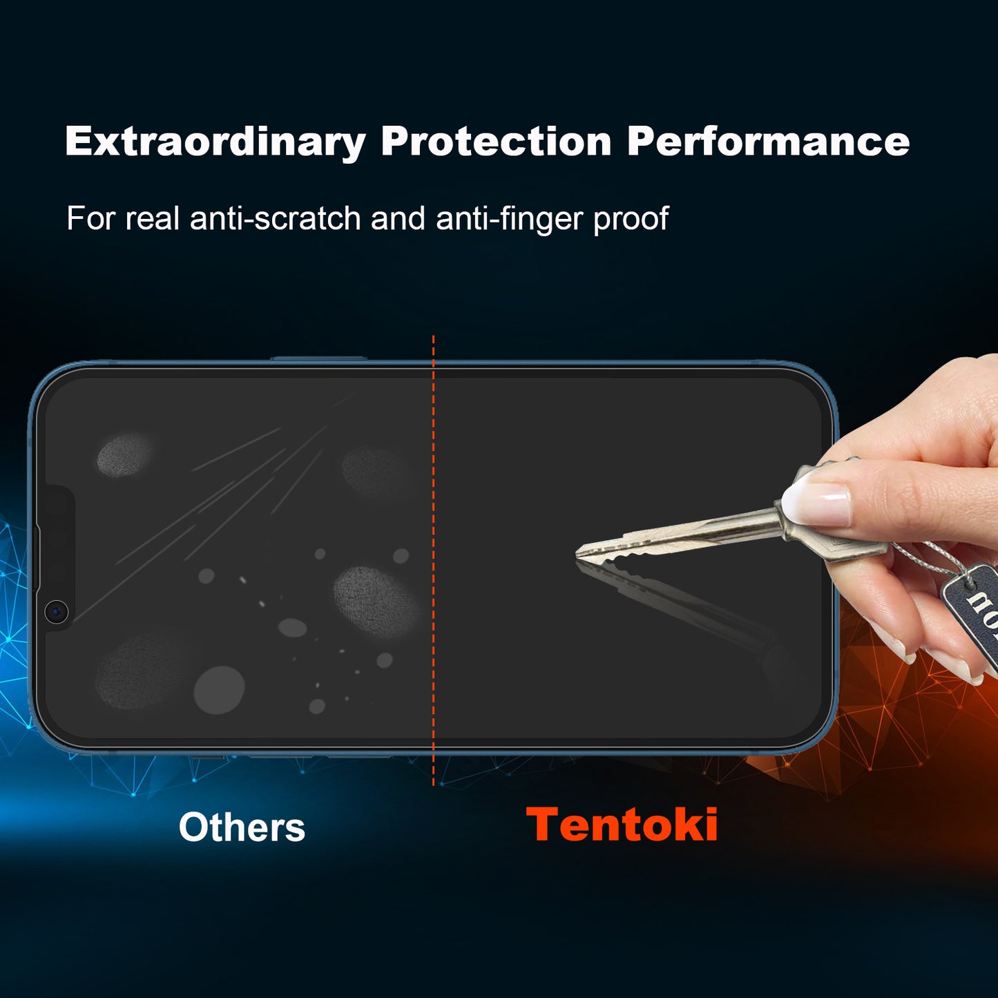 Tentoki Anti-Spy Tempered Glass for iPhone 13/13 Pro / 14 Screen Protector - Bubble Free - [2 Pack] [Full Coverage] Anti-Scratch, 9H Hardness