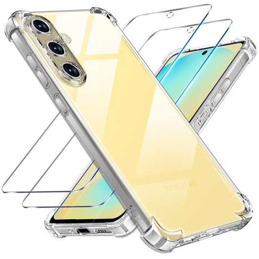 Tentoki Crystal Clear Protection Kit for Samsung Galaxy S24 FE - Case + 2 HD Glass