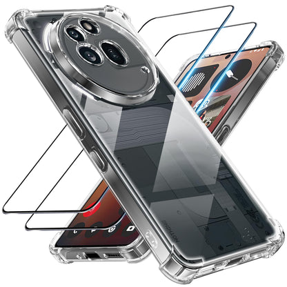 Tentoki Crystal Clear Protection Kit for Nothing Phone 3A Pro - Case + 2 HD Glass