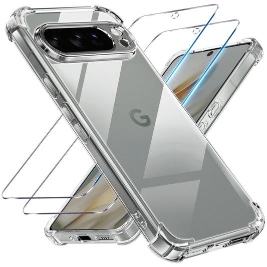 Tentoki Crystal Clear Protection Kit for Google Pixel 10 Pro XL - Case + 2 HD Glass