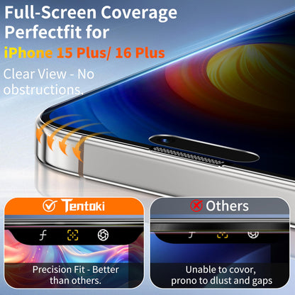 Tentoki Flash Fit Pro Privacy Glass for iPhone 15 Plus / 16 Plus - 2 Pack
