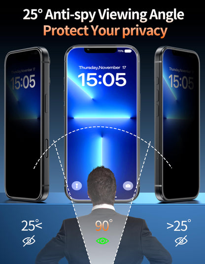 Tentoki Flash Fit Pro Premium Privacy Glass for iPhone 13 / 13 Pro / 14 - 2 Pack