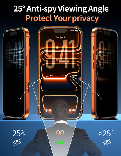 Tentoki Flash Fit Pro Premium Privacy Glass for iPhone 17 Pro - 2 Pack