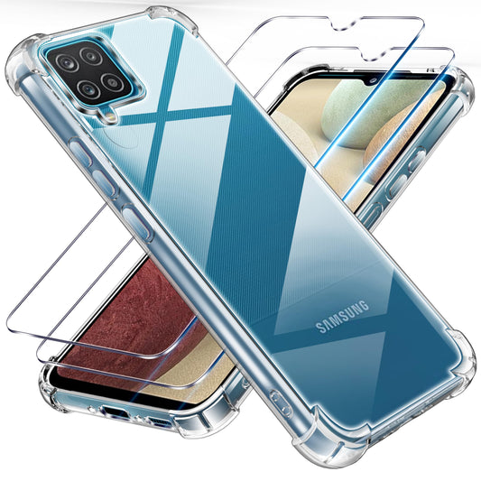 Tentoki Crystal Clear Protection Kit for Samsung Galaxy A12-5G / M12 - Case + 2 HD Glass
