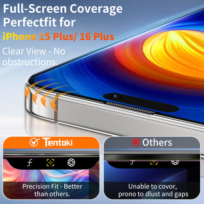Tentoki Flash Fit Pro HD Clear Glass for iPhone 15 Plus / 16 Plus - 2 Pack