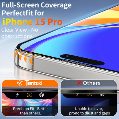 Tentoki Flash Fit Pro HD Clear Glass for iPhone 15 Pro - 2 Pack