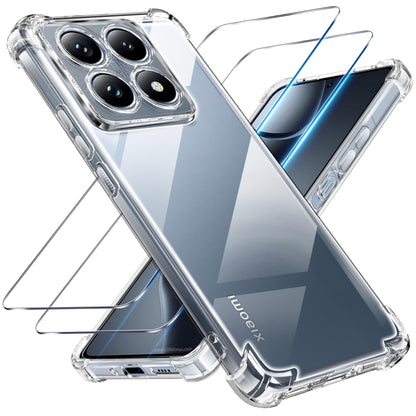 Tentoki Crystal Clear Protection Kit for Xiaomi 14t Pro 5G - Case + 2 HD Glass