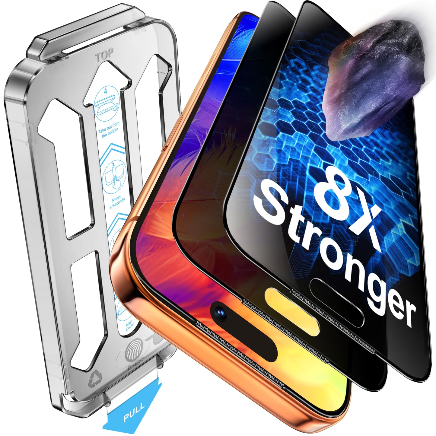 Tentoki Flash Fit Pro Privacy Glass for iPhone 17 Pro - 2 Pack