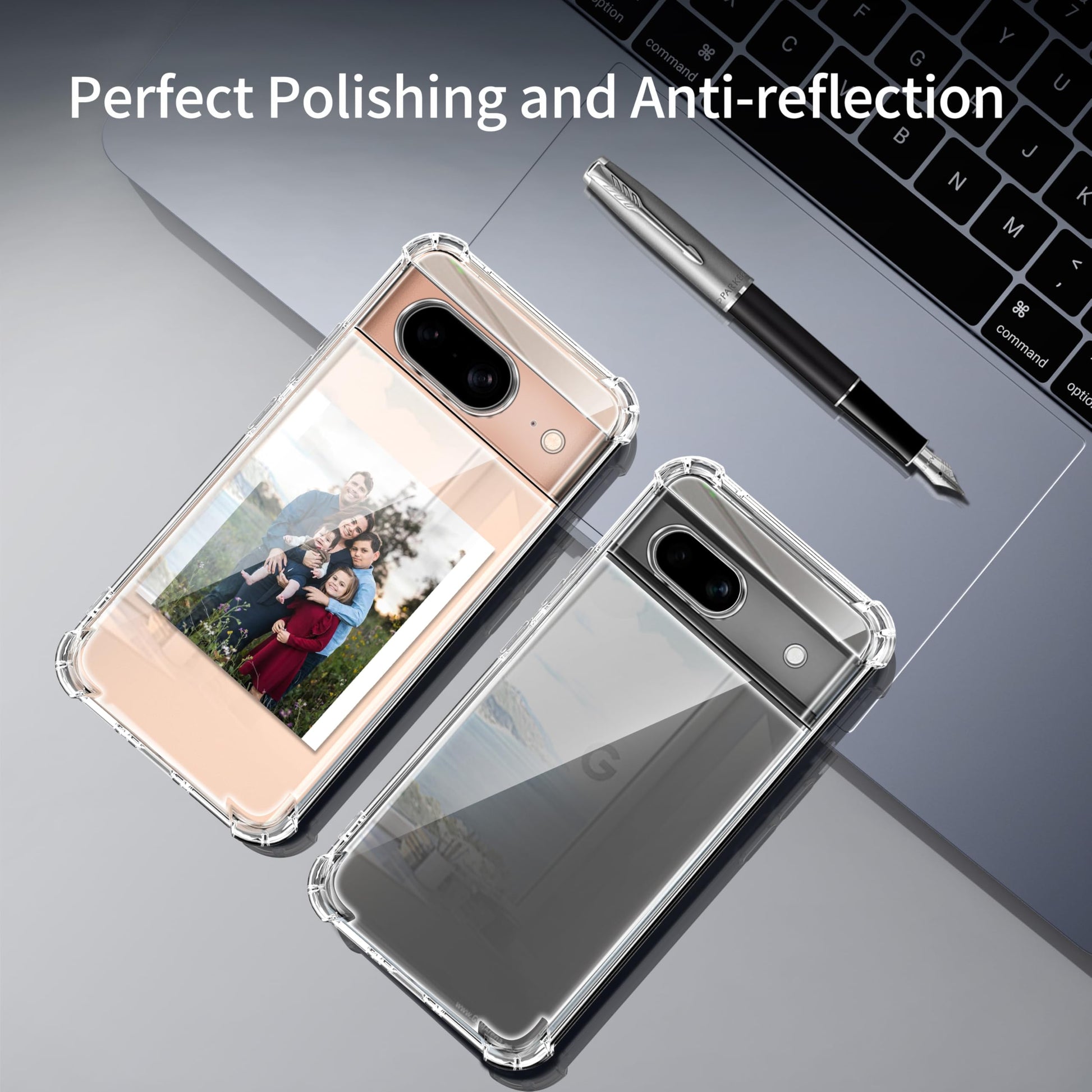 Tentoki Crystal Clear Protection Kit for Google Pixel 8 - Case + 2 HD Glass