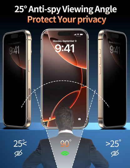 Tentoki Flash Fit Pro Premium Privacy Glass for iPhone 16 Pro Max - 2 Pack