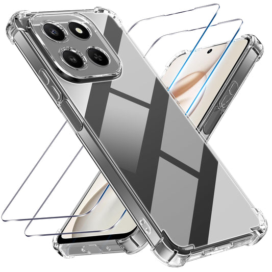 Tentoki Crystal Clear Protection Kit for Honor 400 Smart - Case + 2 HD Glass