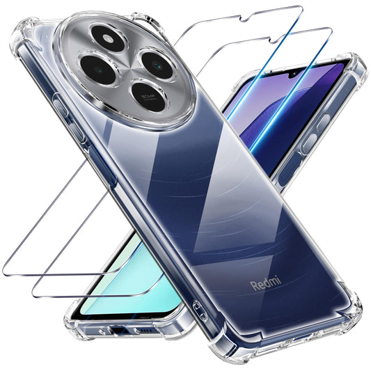 Tentoki Crystal Clear Protection Kit for Xiaomi Redmi 14c 4G / 5G - Case + 2 HD Glass