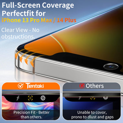 Tentoki Flash Fit Pro Privacy Glass for iPhone 13 Pro Max / iPhone 14 Plus - 2 Pack