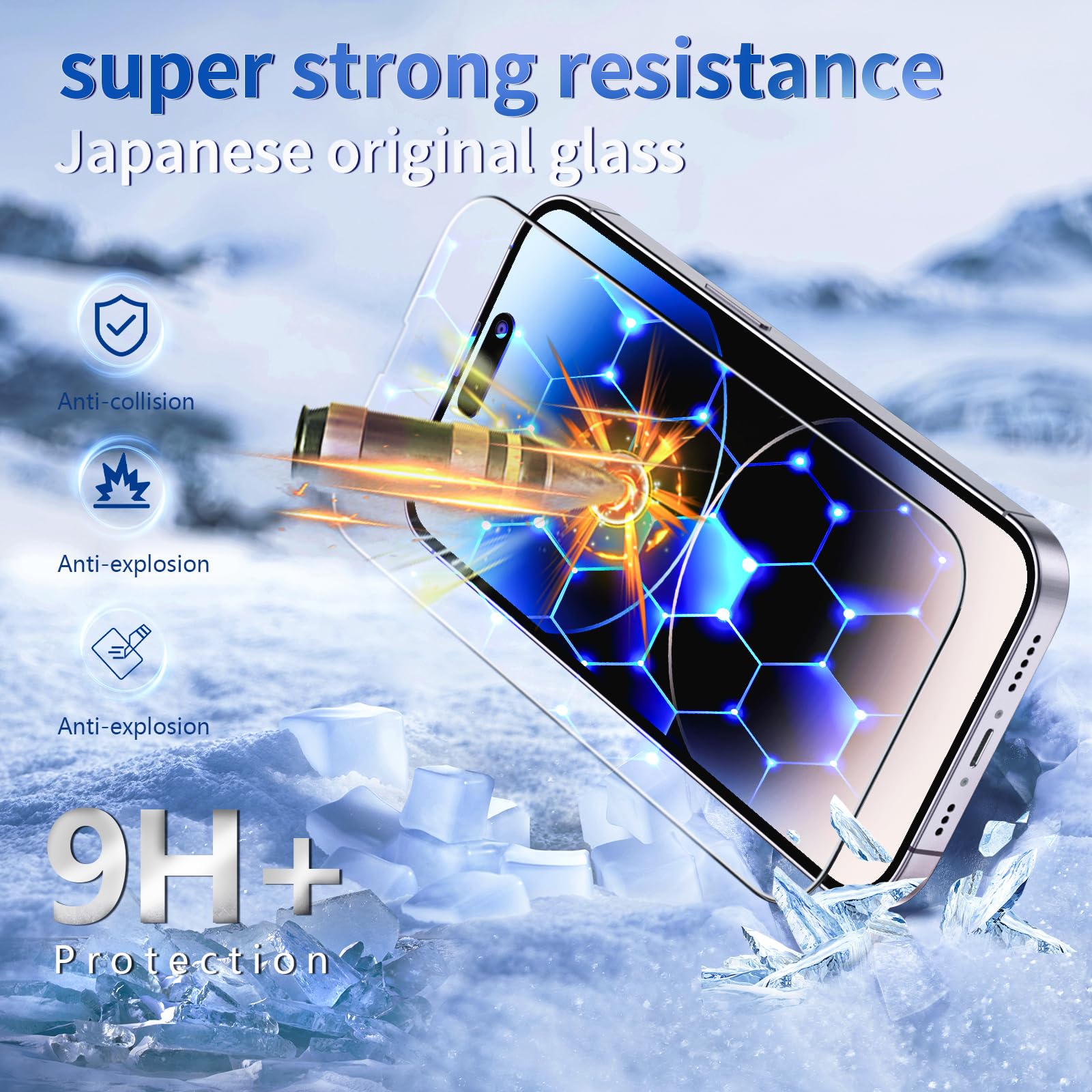 Tentoki Flash Fit Classic Anti-Blue Light Glass for iPhone 14 Pro Max - 2 Pack