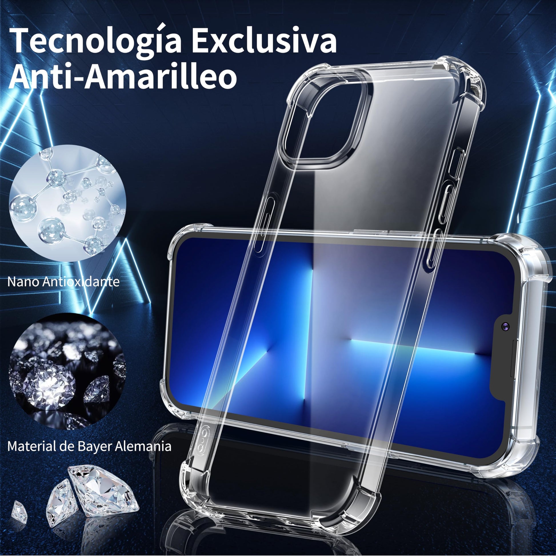 Tentoki Crystal Clear Protection Kit for iPhone 13 Pro - Case + 2 HD Glass