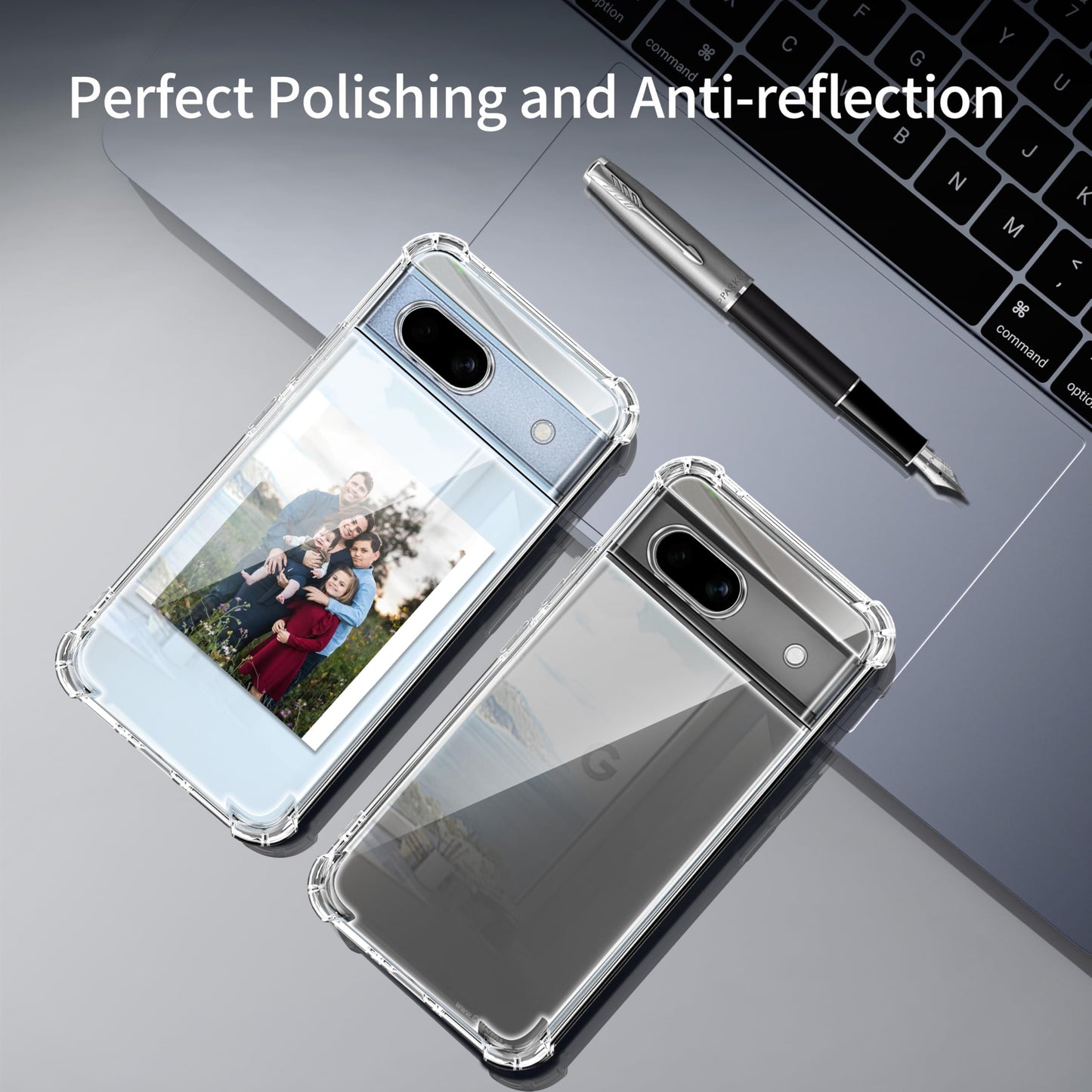 Tentoki Crystal Clear Protection Kit for Google Pixel 7a - Case + 2 HD Glass