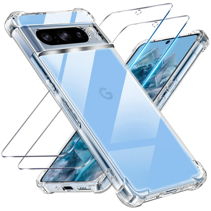 Tentoki Crystal Clear Protection Kit for Google Pixel 8 Pro - Case + 2 HD Glass