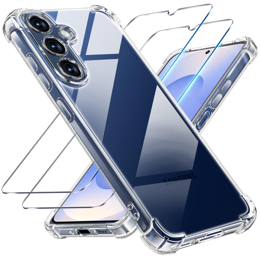 Tentoki Crystal Clear Protection Kit for Samsung Galaxy S25 - Case + 2 HD Glass