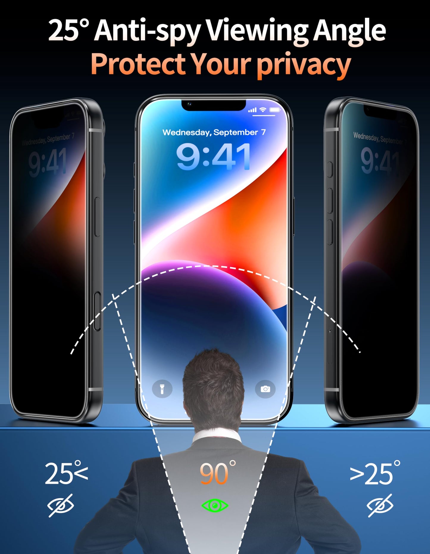 Tentoki Flash Fit Pro Premium Privacy Glass for iPhone 13 Pro Max / iPhone 14 Plus - 2 Pack