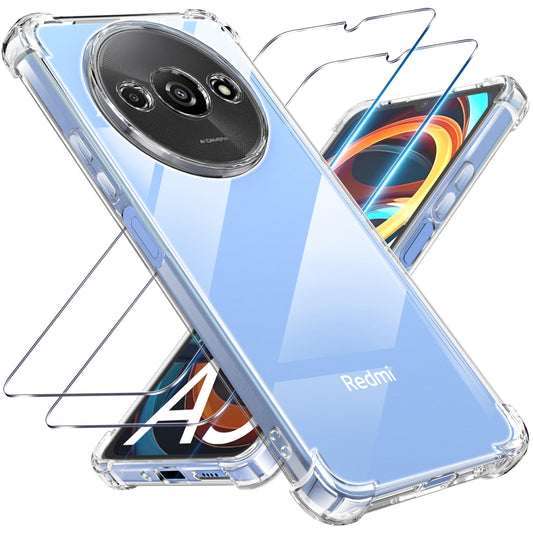 Tentoki Crystal Clear Protection Kit for Xiaomi Redmi A3 - Case + 2 HD Glass