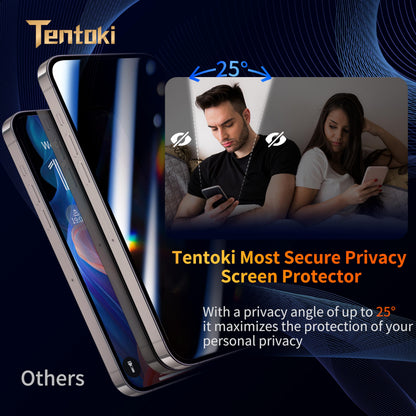 Tentoki Flash Fit Classic Privacy Glass for iPhone 15 Pro Max - 2 Pack