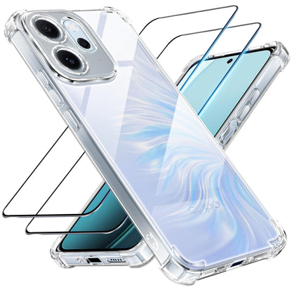 Tentoki Crystal Clear Protection Kit for Oppo Reno 14 F 5G / OPPO Reno 14 FS - Case + 2 HD Glass