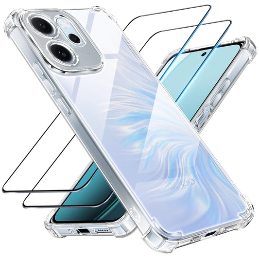 Tentoki Crystal Clear Protection Kit for Oppo Reno 14 F 5G / OPPO Reno 14 FS - Case + 2 HD Glass