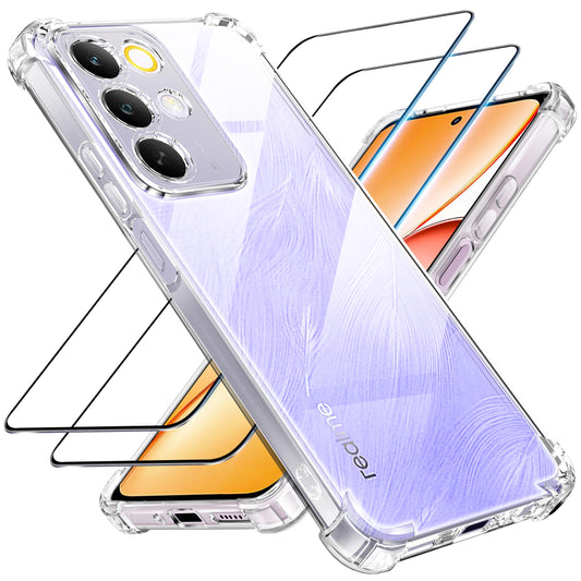 Tentoki Crystal Clear Protection Kit for Realme C85 - Case + 2 HD Glass