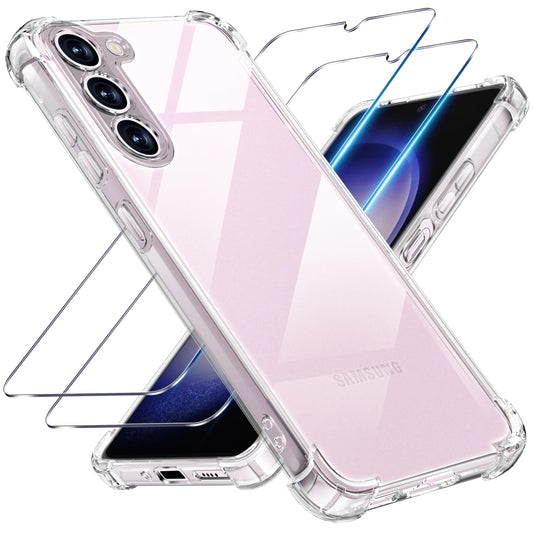 Tentoki Crystal Clear Protection Kit for Samsung Galaxy S23 5G - Case + 2 HD Glass