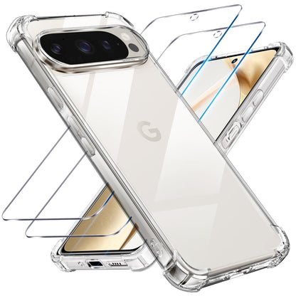 Tentoki Crystal Clear Protection Kit for Google Pixel 9 / 9 Pro - Case + 2 HD Glass