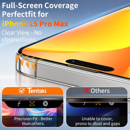Tentoki Flash Fit Pro HD Clear Glass for iPhone 15 Pro Max - 2 Pack