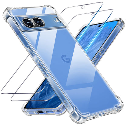 Tentoki Crystal Clear Protection Kit for Google Pixel 8a - Case + 2 HD Glass