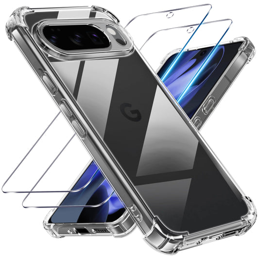Tentoki Crystal Clear Protection Kit for Google Pixel 10 / 10 Pro - Case + 2 HD Glass