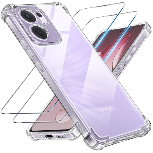 Tentoki Crystal Clear Protection Kit for OPPO Reno 13 FS 5G / 13 F 5G - Case + 2 HD Glass