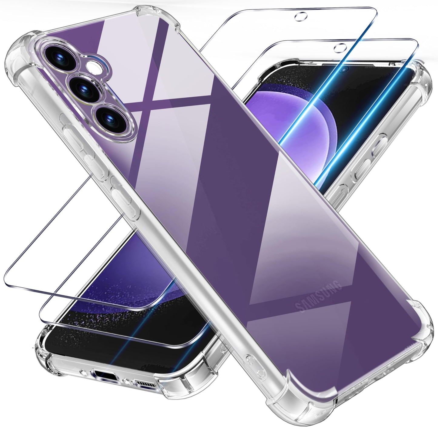Tentoki Crystal Clear Protection Kit for Samsung Galaxy S23 FE 5G - Case + 2 HD Glass