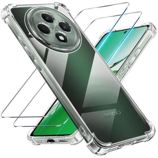 Tentoki Crystal Clear Protection Kit for OPPO Reno 12 FS 5G / OPPO Reno 12 F 5G - Case + 2 HD Glass