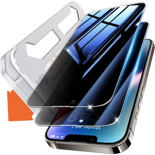 Tentoki Flash Fit Classic Privacy Glass for iPhone 13 / 13 Pro / 14 - 2 Pack