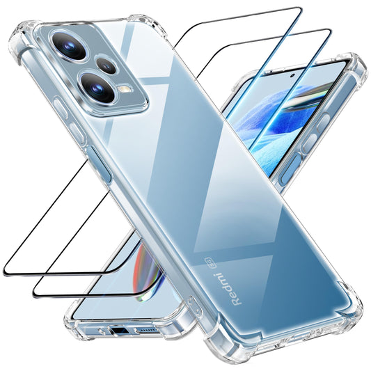 Tentoki Crystal Clear Protection Kit for Xiaomi Redmi Note 12 PRO 5G / Poco X5 Pro 5G - Case + 2 HD Glass