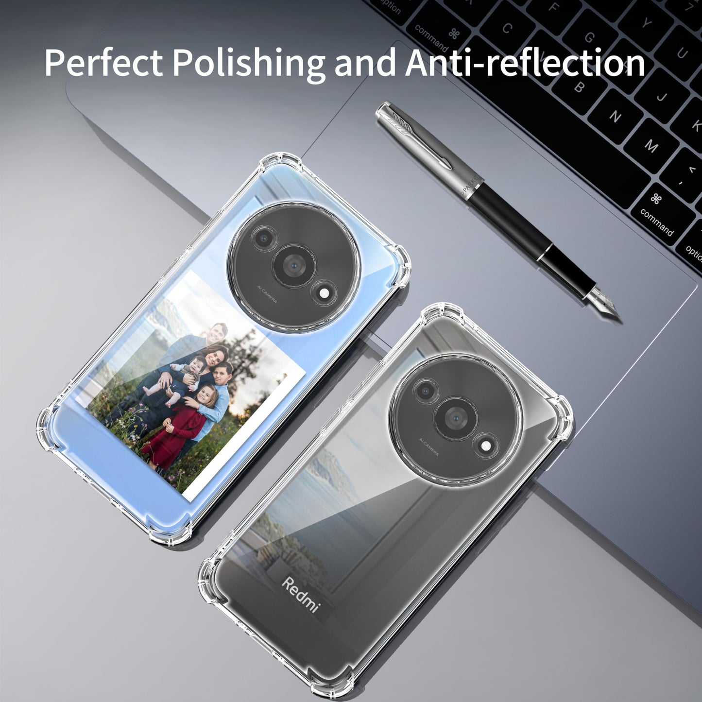 Tentoki Crystal Clear Protection Kit for Xiaomi Redmi A3 - Case + 2 HD Glass