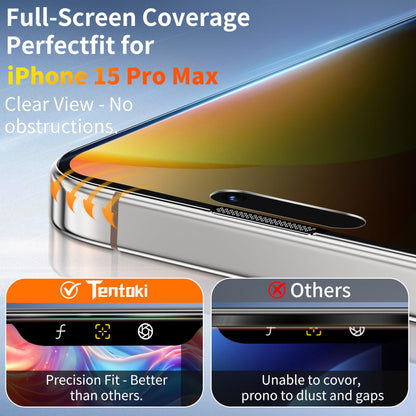 Tentoki Flash Fit Pro Privacy Glass for iPhone 15 Pro Max - 2 Pack