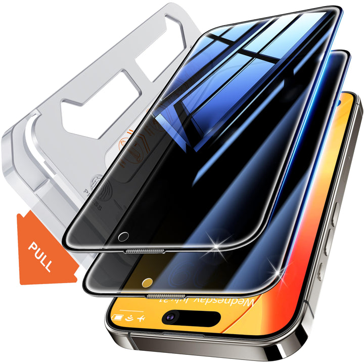 Tentoki Flash Fit Classic Privacy Glass for iPhone 15 Pro - 2 Pack