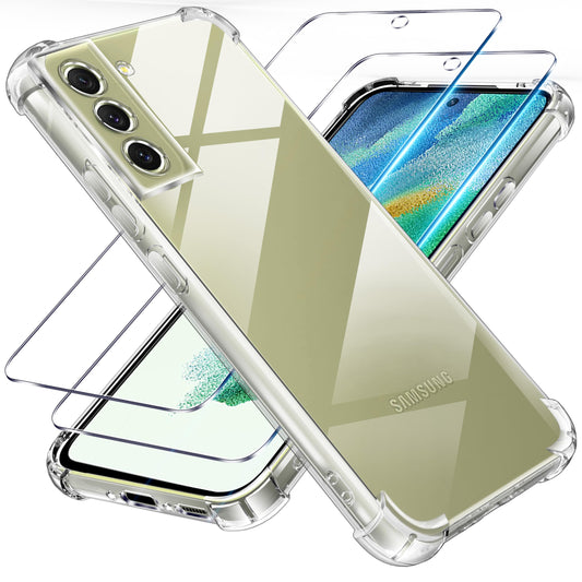 Tentoki Crystal Clear Protection Kit for Samsung Galaxy S21 FE 5G / 4G - Case + 2 HD Glass